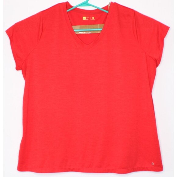Xersion Size 2X Red V-Neck Semi Fit T-Shirt Tee Athletic Workout Lounge - Picture 1 of 5